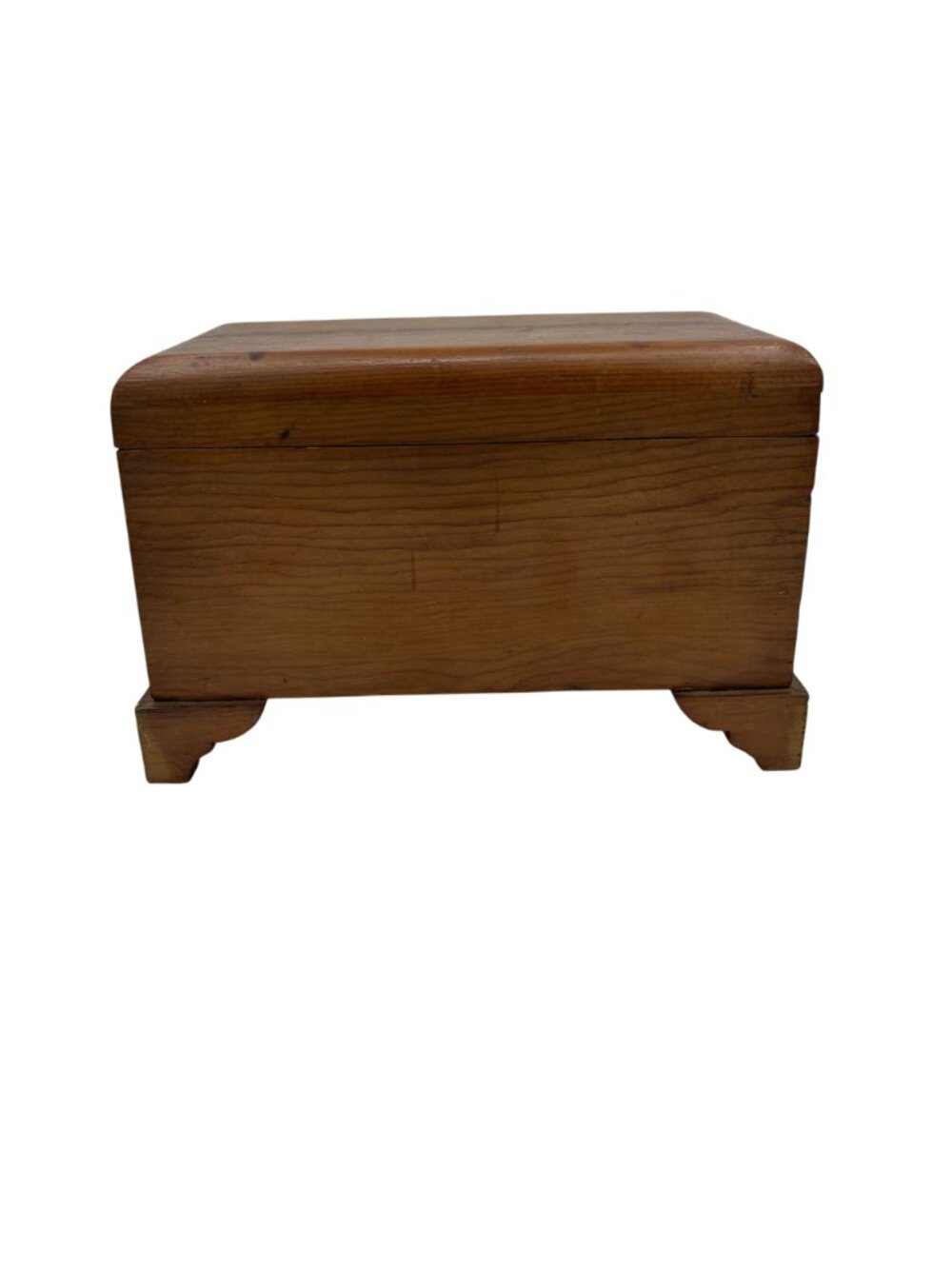 Vintage Rustic Solid Wood Footed Jewelry or Trinket Box With Hinged Lid - 7" X 4 - Picture 5 of 13